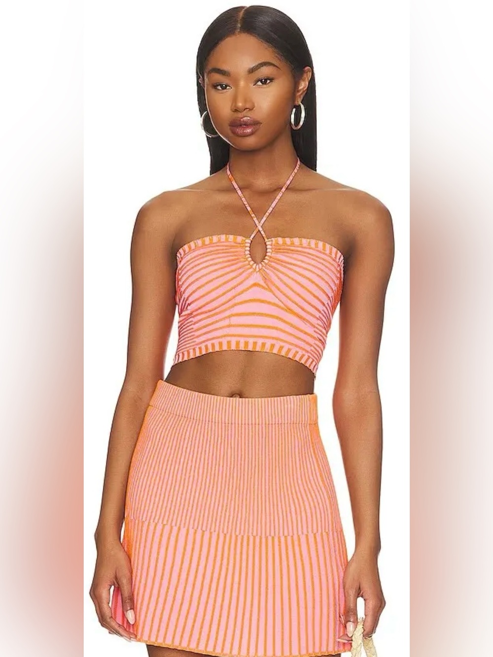SOLID & STRIPED Set Orange and Pink Striped Top and Skirt Set (S top/XS skirt)